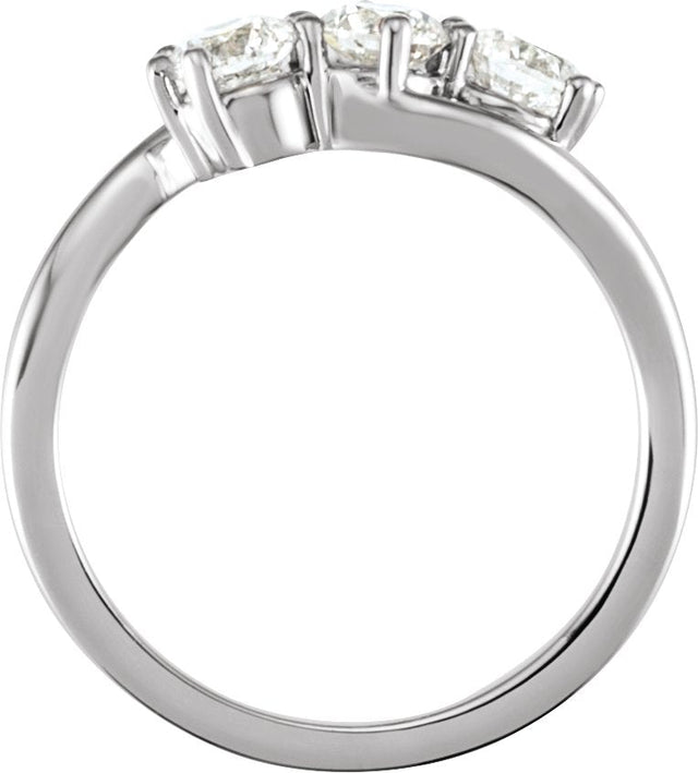 14K Gold Round Lab-Grown Diamond Three-Stone Ring - White Gold - view 4