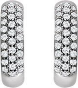 14K Gold Round Lab-Grown Diamond Pavé-Style Hoop Earrings - White Gold - view 4