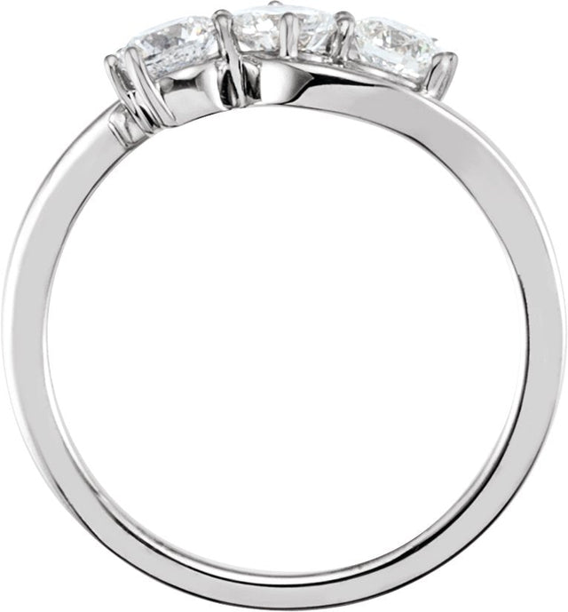 14K Gold Round Lab-Grown Diamond Three-Stone Ring - White Gold - view 4