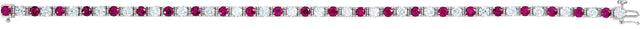 14K Gold Round Lab-Grown Ruby Line Bracelet - White Gold - view 5