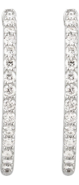 14K Gold Round Lab-Grown Diamond Inside-Outside Hoop Earrings - White Gold - view 4