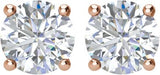 14K Gold Natural Diamond Round 4-Prong Lightweight Stud Earrings - Rose Gold - view 4