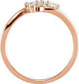 14K Gold Round Lab-Grown Diamond Three-Stone Ring - Rose Gold - view 4