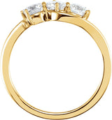 14K Gold Round Lab-Grown Diamond Three-Stone Ring - Yellow Gold - view 4