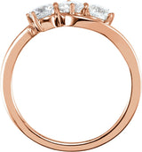 14K Gold Round Lab-Grown Diamond Three-Stone Ring - Rose Gold - view 4