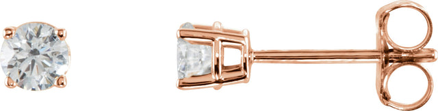 14K Gold Natural Diamond Round 4-Prong Lightweight Stud Earrings - Rose Gold - view 5