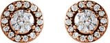 14K Gold Natural Diamond Round 4-Prong Halo-Style Earrings – 3-4mm Stones - Rose Gold - view 4
