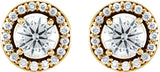 14K Gold Lab-Grown Diamond Round 4-Prong Halo-Style Earrings – 4mm Stones - Yellow Gold - view 4