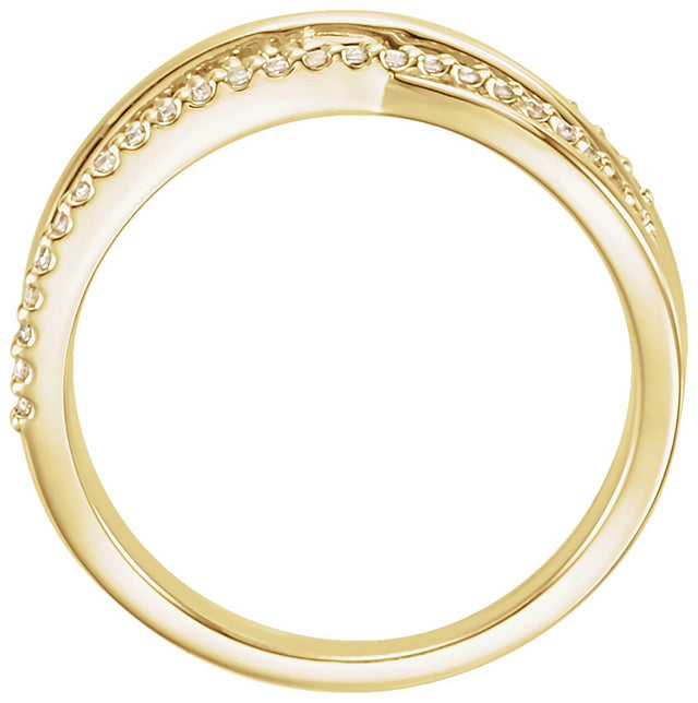 14K Gold Round Lab-Grown Diamond Criss-Cross Ring - Yellow Gold - view 4