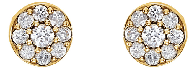 14K Gold Round Lab-Grown Diamond Cluster Earrings - Yellow Gold - view 4
