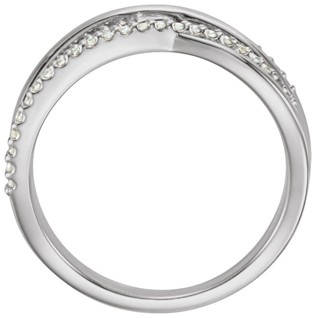 14K Gold Round Natural Diamond Criss-Cross Ring – 1.1mm Stones - White Gold - view 4