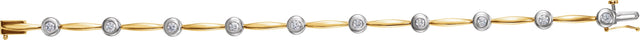 14K Gold Round Natural Diamond Accented Line Bracelet III - Two-Tone - view 6