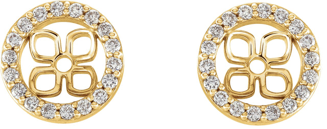 14K Gold Lab-Grown Diamond Halo-Style Earring Jackets V - Yellow Gold - view 4