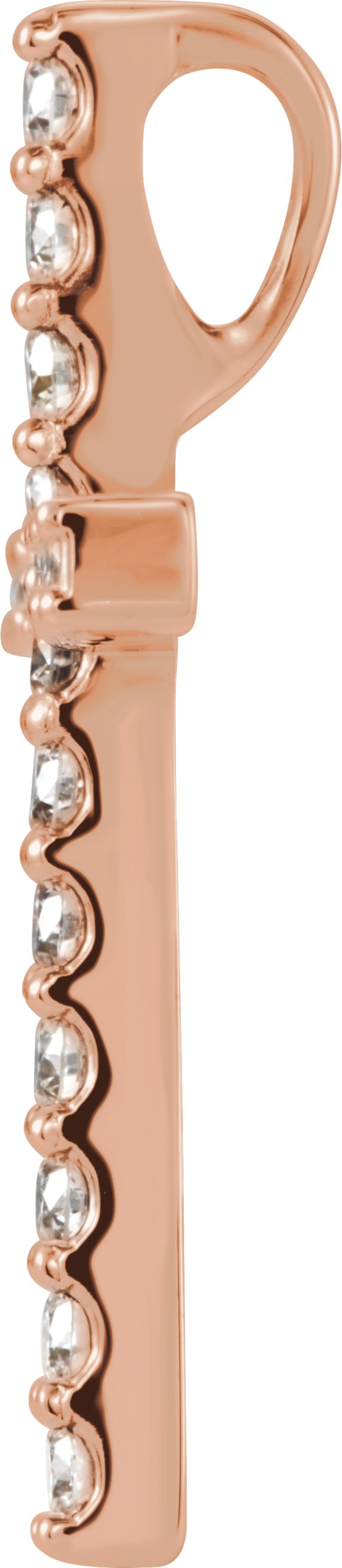 14K Gold Round Natural Diamond Petite Cross Necklace or Pendant – up to 1/2 CTW - Rose Gold - view 5