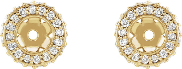 14K Gold Natural Diamond Halo-Style Earring Jackets XVI - Yellow Gold - view 4