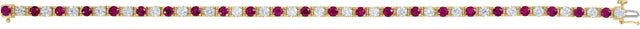 14K Gold Round Lab-Grown Ruby Line Bracelet - Yellow Gold - view 5
