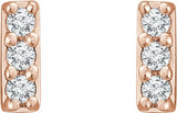 14K Gold Round Natural Diamond Bar Earrings II - Rose Gold - view 6