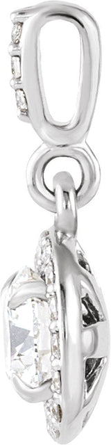 14K Gold Round Lab-Grown Diamond Halo-Style Pendant - White Gold - view 4
