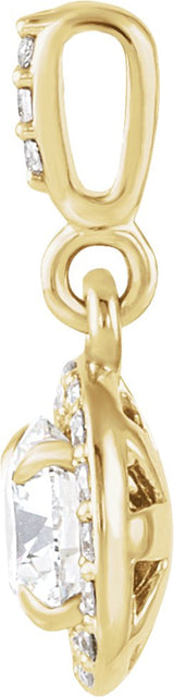 14K Gold Round Natural Diamond Halo-Style Pendant – up to 9/10 CTW - Yellow Gold - view 4