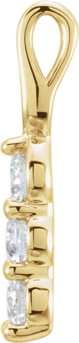 14K Gold Round Lab-Grown Diamond Three-Stone Pendant - Yellow Gold - view 4