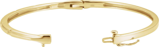 14K Gold Round Lab-Grown Diamond Accented Hinged Bangle Bracelet – 2.4mm Stones - Yellow Gold - view 4