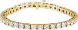 18K Gold Round Natural Diamond Line Bracelet – 3.9-4.1mm Stones - Yellow Gold - view 3