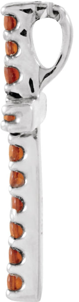 Platinum Round Natural Mozambique Garnet Petite Cross Necklace or Pendant - view 4