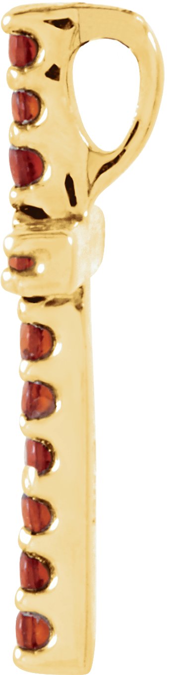 14K Gold Round Natural Mozambique Garnet Petite Cross Necklace or Pendant - Yellow Gold - view 4