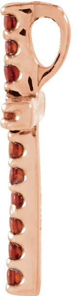 14K Gold Round Natural Mozambique Garnet Petite Cross Necklace or Pendant - Rose Gold - view 5