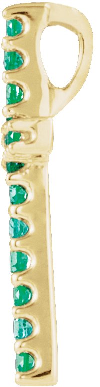 14K Gold Round Natural Emerald Petite Cross Necklace or Pendant - Yellow Gold - view 4