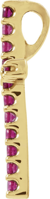14K Gold Round Natural Ruby Petite Cross Necklace or Pendant - Yellow Gold - view 4