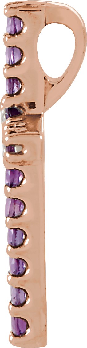 14K Gold Round Natural Amethyst Petite Cross Necklace or Pendant - Rose Gold - view 4