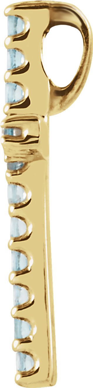 14K Gold Round Natural Aquamarine Petite Cross Necklace or Pendant - Yellow Gold - view 4