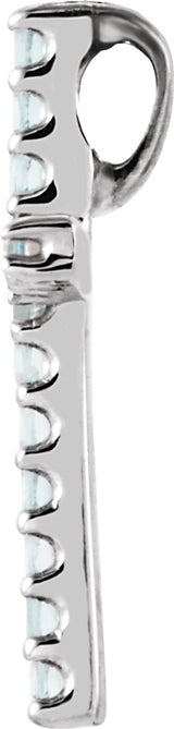 Platinum Round Natural Aquamarine Petite Cross Necklace or Pendant - view 4