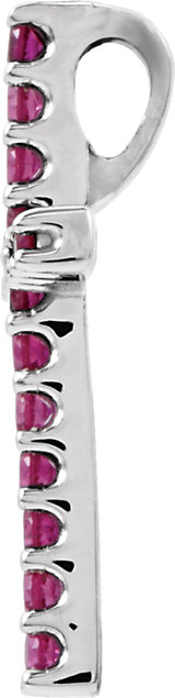 Platinum Round Natural Ruby Petite Cross Necklace or Pendant - view 4