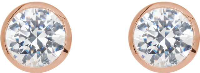 14K Gold Lab-Grown Diamond Round Bezel-Set Cocktail-Style Stud Earrings - Rose Gold - view 4