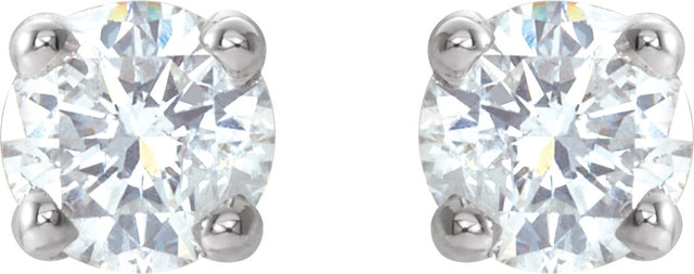 14K Gold Natural Diamond Round 4-Prong Lightweight Stud Earrings – 3-6.3mm Stones - White Gold - view 6