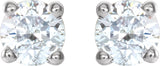 Platinum Natural Diamond Round 4-Prong Lightweight Stud Earrings - view 6