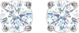 Platinum Natural Diamond Round 4-Prong Lightweight Stud Earrings - view 4