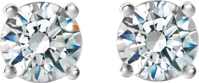 Platinum Natural Diamond Round 4-Prong Cocktail-Style Stud Earrings - view 6