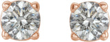 14K Gold Natural Diamond Round 4-Prong Lightweight Stud Earrings – 3-6.3mm Stones - Rose Gold - view 14