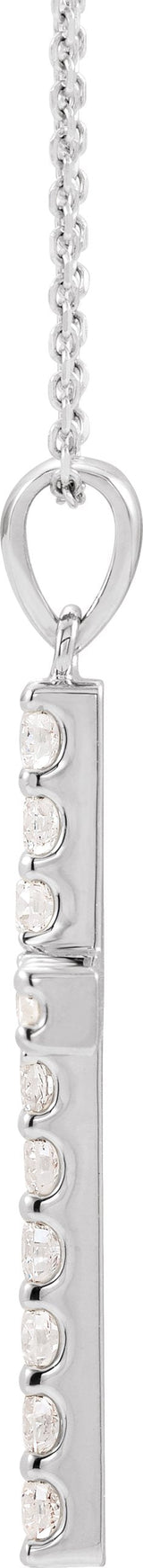 Platinum Round Natural Diamond Accented Cross Necklace or Pendant – 1/10 CTW - view 4