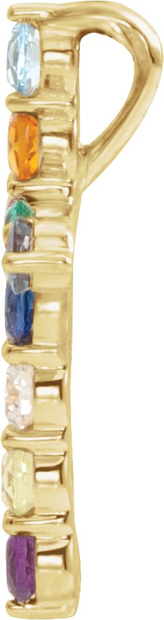 14K Gold Round Natural Multi-Gemstone Accented Cross Necklace or Pendant - Yellow Gold - view 4