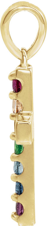 14K Gold Round Natural Multi-Gemstone Accented Cross Necklace or Pendant II - Yellow Gold - view 4
