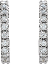 14K Gold Round Natural Diamond French-Set Hoop Earrings – 1/2 CTW - White Gold - view 3