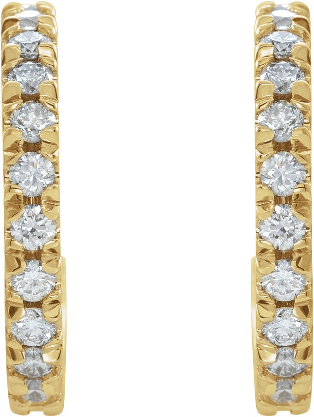 14K Gold Round Natural Diamond French-Set Hoop Earrings – 1/2 CTW - Yellow Gold - view 4