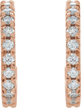 14K Gold Round Natural Diamond French-Set Hoop Earrings – 1/2 CTW - Rose Gold - view 4