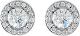 14K Gold Lab-Grown Diamond Round 4-Prong Halo-Style Earrings - White Gold - view 4