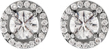 14K Gold Natural Diamond Round 4-Prong Halo-Style Earrings – 3.4-6.5mm Stones - White Gold - view 4