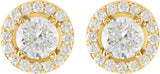 14K Gold Lab-Grown Diamond Round 4-Prong Halo-Style Earrings - Yellow Gold - view 4